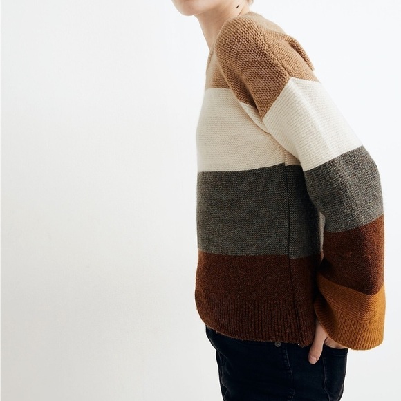 MADEWELL Andria Pullover Sweater in Coziest Yarn Wide Sleeves Heather Honey Sz L - Picture 3 of 14